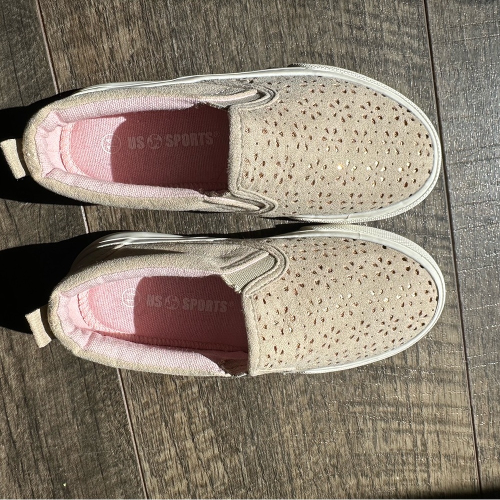 Tan and White Casual Slip-On Sneakers